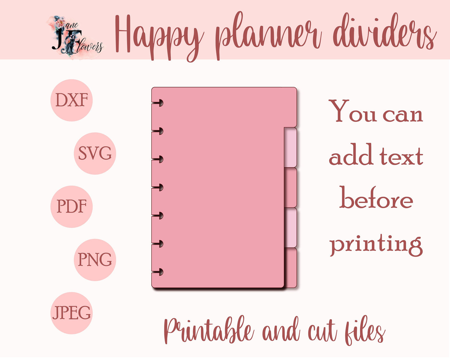 DIY dividers for Mini Happy planner, divider pages for Happy planner mini, discbound dividers for Cricut, tabs templates SVG, PDF