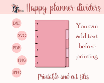 DIY dividers for Mini Happy planner, divider pages for Happy planner mini, discbound dividers for Cricut, tabs templates SVG, PDF