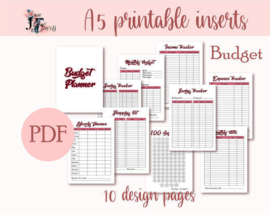 A5 budget planner | financial planner | budget tracker | savings tracker | A5 printable planner inserts | budget tools | bill tracker