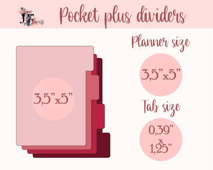 Pocket plus dividers templates SVG, planner dividers printable PDF, downloadable planner tabs, side tabs dividers pages, divider with tabs