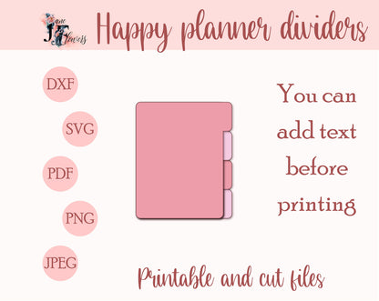 Micro Happy Notes dividers, Happy planner side tabs SVG, divider pages, tabbed dividers, Happy planner tabs templates, cut journal tabs PDF