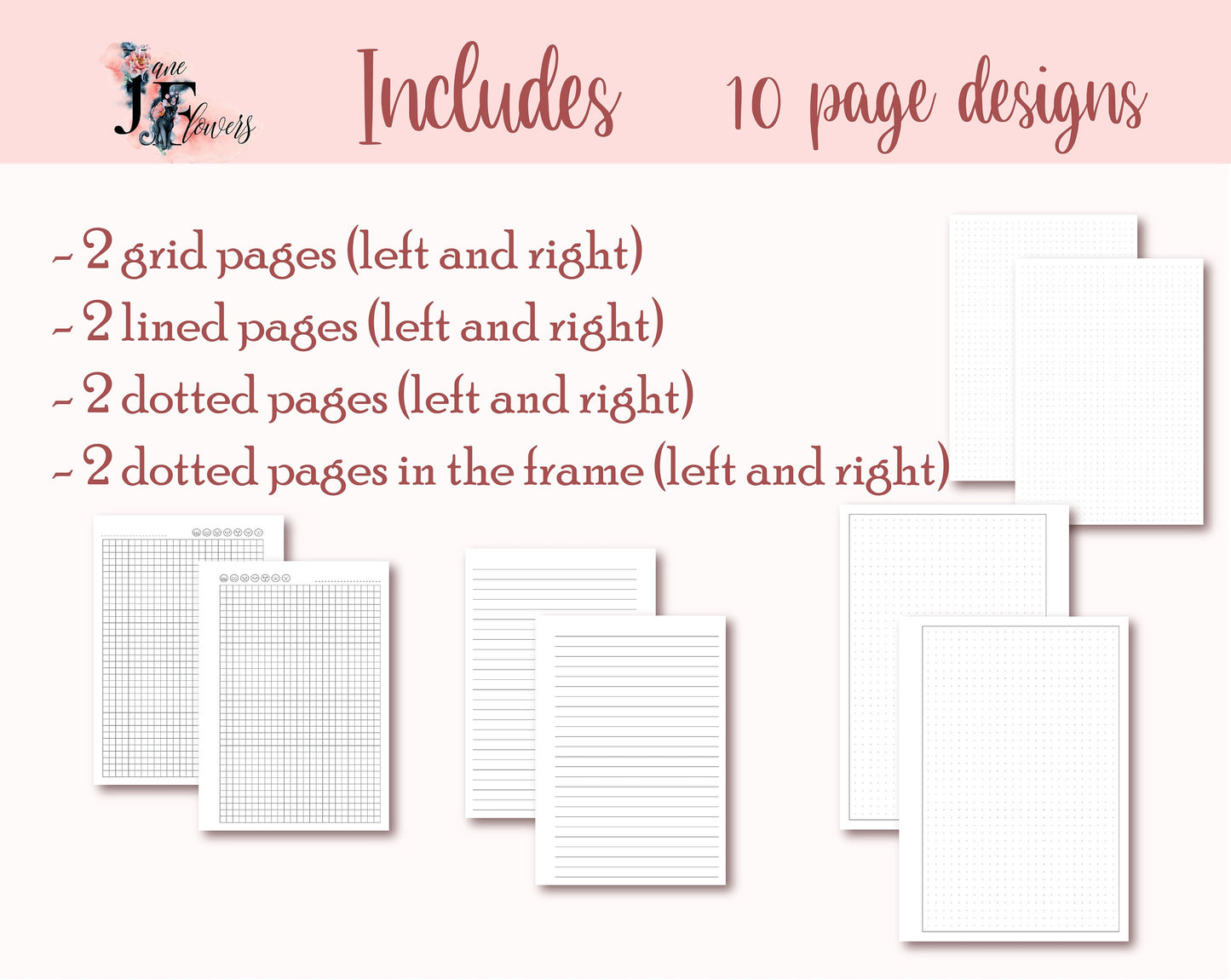 A5 minimalist planner notes pages printable PDF | lined, grid, dotted notes page | 6 ring planner inserts | A5 notes templates | printables