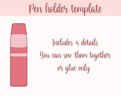 Cute pen holder template, pencil sleeve pattern, marker pouch SVG, DIY planner accessories, pen pocket, pen case, pen bag, pencil purse