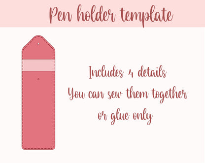 Cute pen holder template with clasp, pencil sleeve pattern, marker pouch SVG, DIY planner accessories, pen pocket, pen case, pen bag, purse