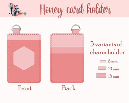 Honey business card holder, slim purse, leather wallet template, DIY vertical ID badge holder pattern, cute keychain wallet SVG for Cricut