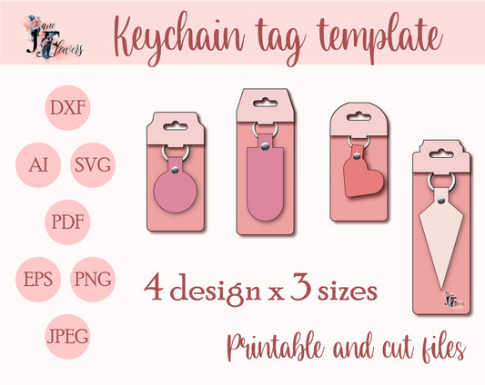 Keychain tag tamplate, lanyard display card SVG, template for package keychain / lanyard, key fob holder cards, keyring display card