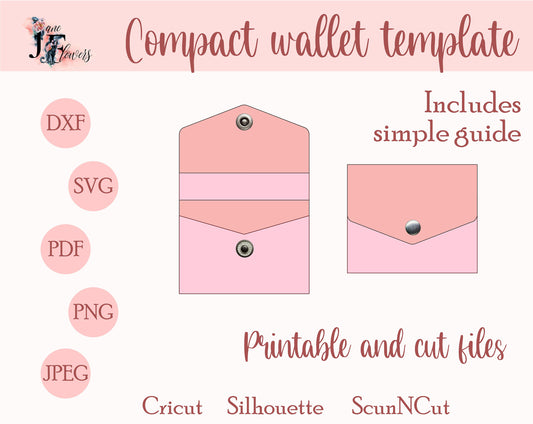 Compact wallet SVG template, minimalist business card holder pattern, keychain card holder template, faux leather SVG, slim purse PDF