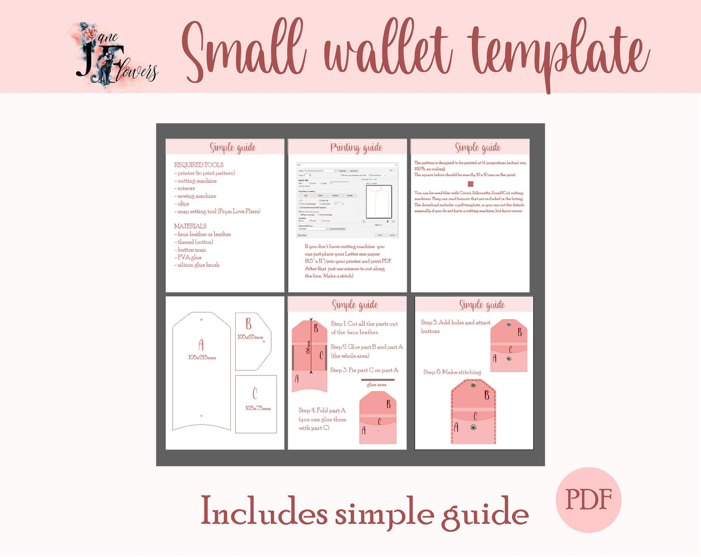 Small womens wallet SVG, envelope wallet template, slim purse, billfold, coin purse PDF, minimalist wallet, ladies wallet, do it yourself