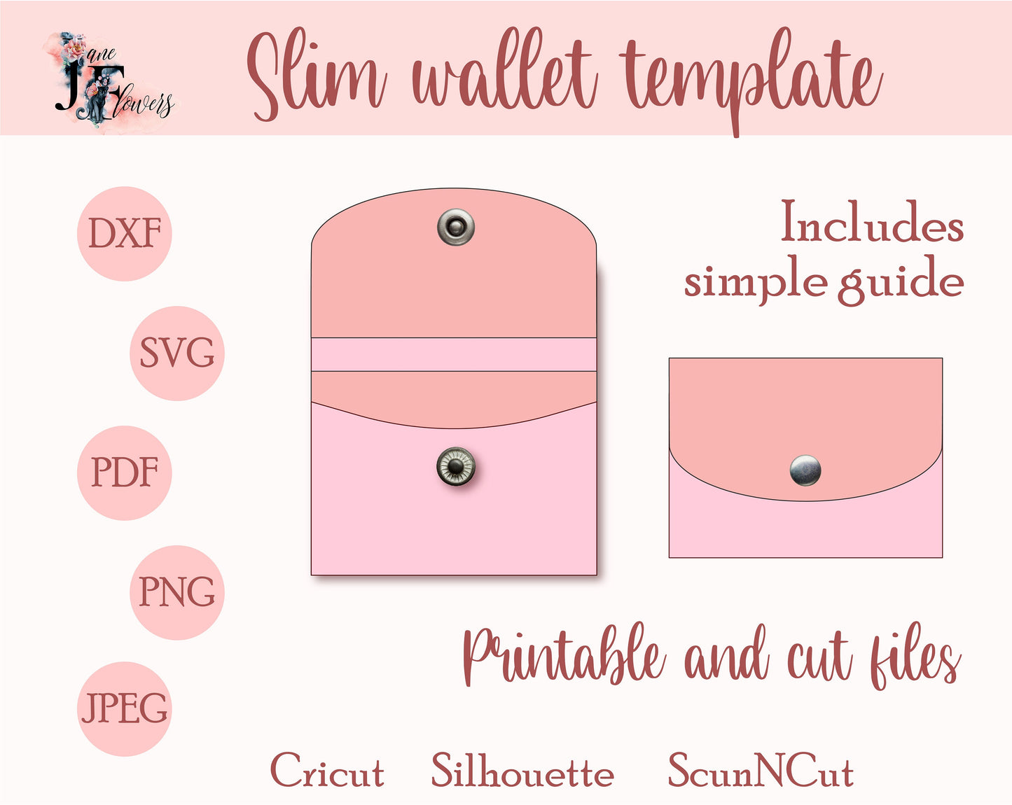 Cute slim wallet SVG template, business card holder pattern, keychain card pouch tutorial, faux leather SVG, leatherette small purse PDF