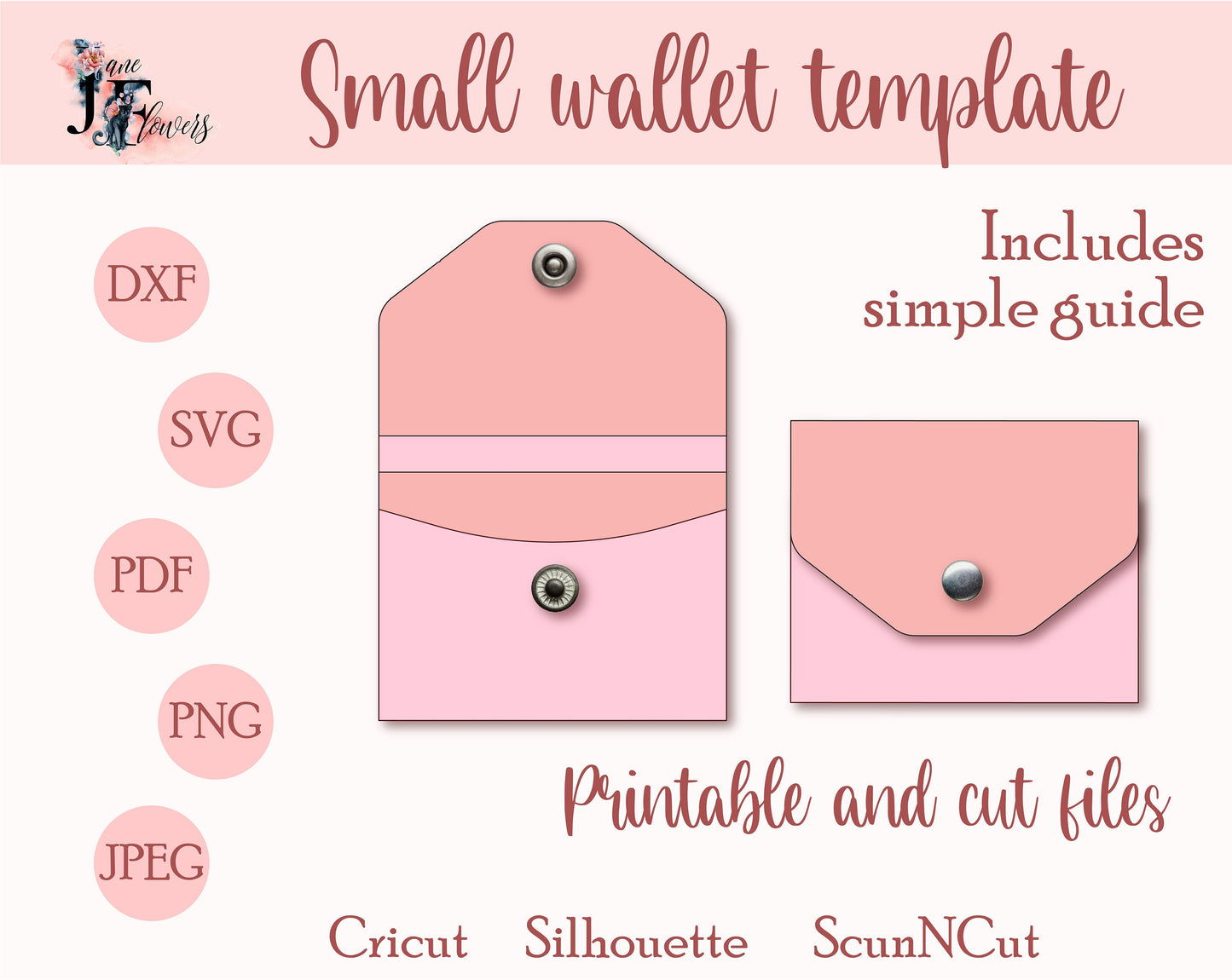 Wallet SVG bundle for cricut, slim purse template set, 4 wallet pattern kit, thin purse cut files, small wallet tutorial, pocket card holder