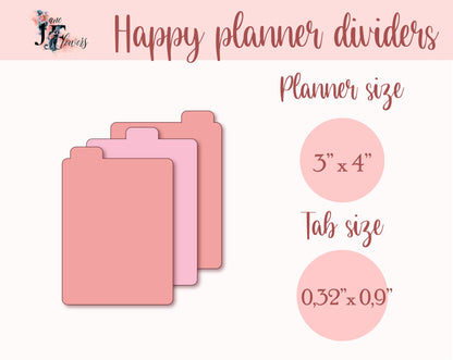 MICRO Happy Notes Dividers, Divider Pages, Tabbed Dividers, Happy Planner tabs, Dividers for Cricut, Tabs templates, Cut journal tabs SVG