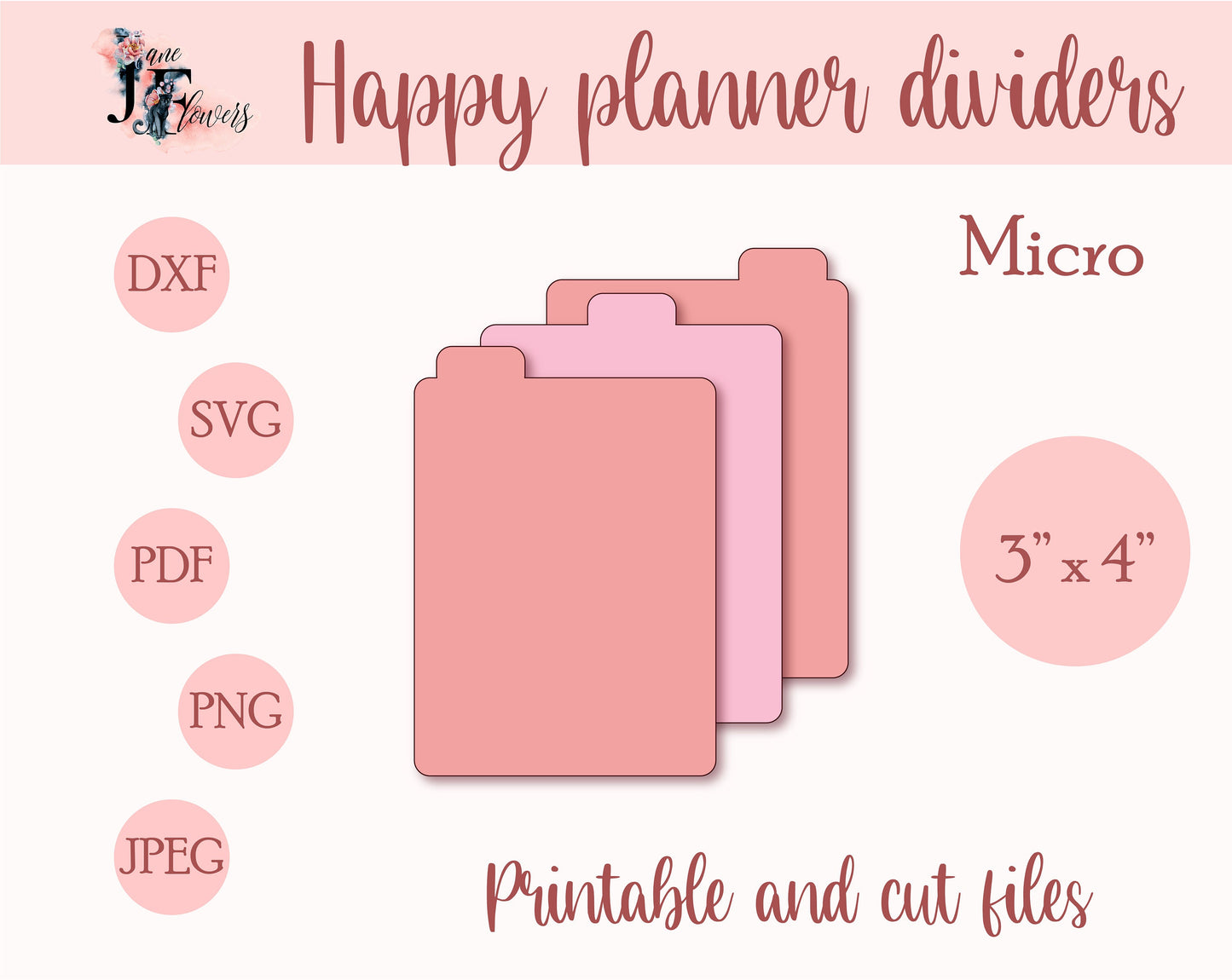 MICRO Happy Notes Dividers, Divider Pages, Tabbed Dividers, Happy Planner tabs, Dividers for Cricut, Tabs templates, Cut journal tabs SVG