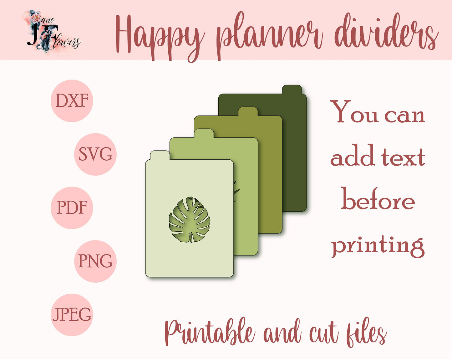 Cute tropical Happy Notes dividers, Happy planner divider pages, top tabbed dividers SVG, micro happy planner tabs template for Cricut SVG