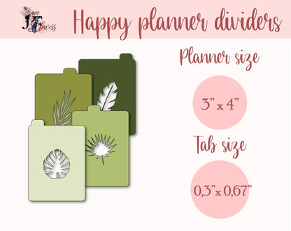 Cute tropical Happy Notes dividers, Happy planner divider pages, top tabbed dividers SVG, micro happy planner tabs template for Cricut SVG