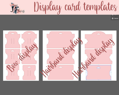 Cute hair bow display card templates SVG, DIY headband holder cut files, hair scrunchies tag pattern, handmade tie labels, hair clip tag DXF