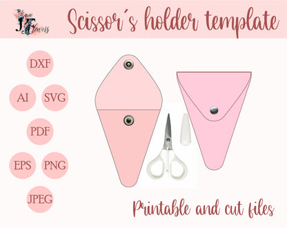 Scissors pouch SVG, scissors holder, scissors case pattern, scissors sleeve, scissors cover template, faux leather SVG, scissors purse PDF