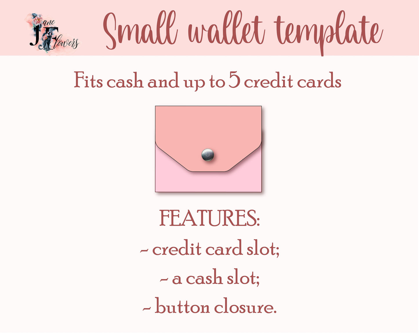 Small womens wallet SVG, envelope wallet template, slim purse, billfold, coin purse PDF, minimalist wallet, ladies wallet, do it yourself