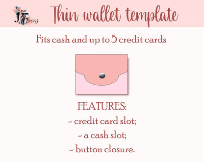 Thin purse template, small wallet svg, minimalist business card holder pattern, DIY keychain card holder, faux leather crafts SVG + tutorial