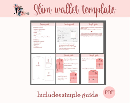 Cute slim wallet SVG template, business card holder pattern, keychain card pouch tutorial, faux leather SVG, leatherette small purse PDF