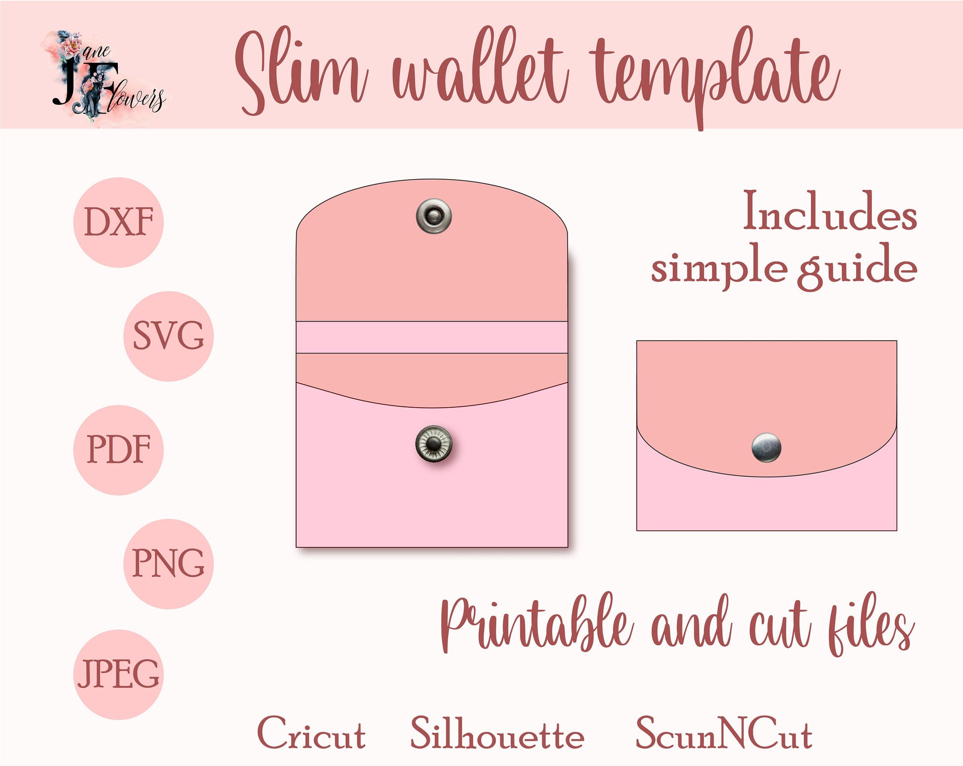 Wallet SVG bundle for cricut, slim purse template set, 4 wallet pattern kit, thin purse cut files, small wallet tutorial, pocket card holder