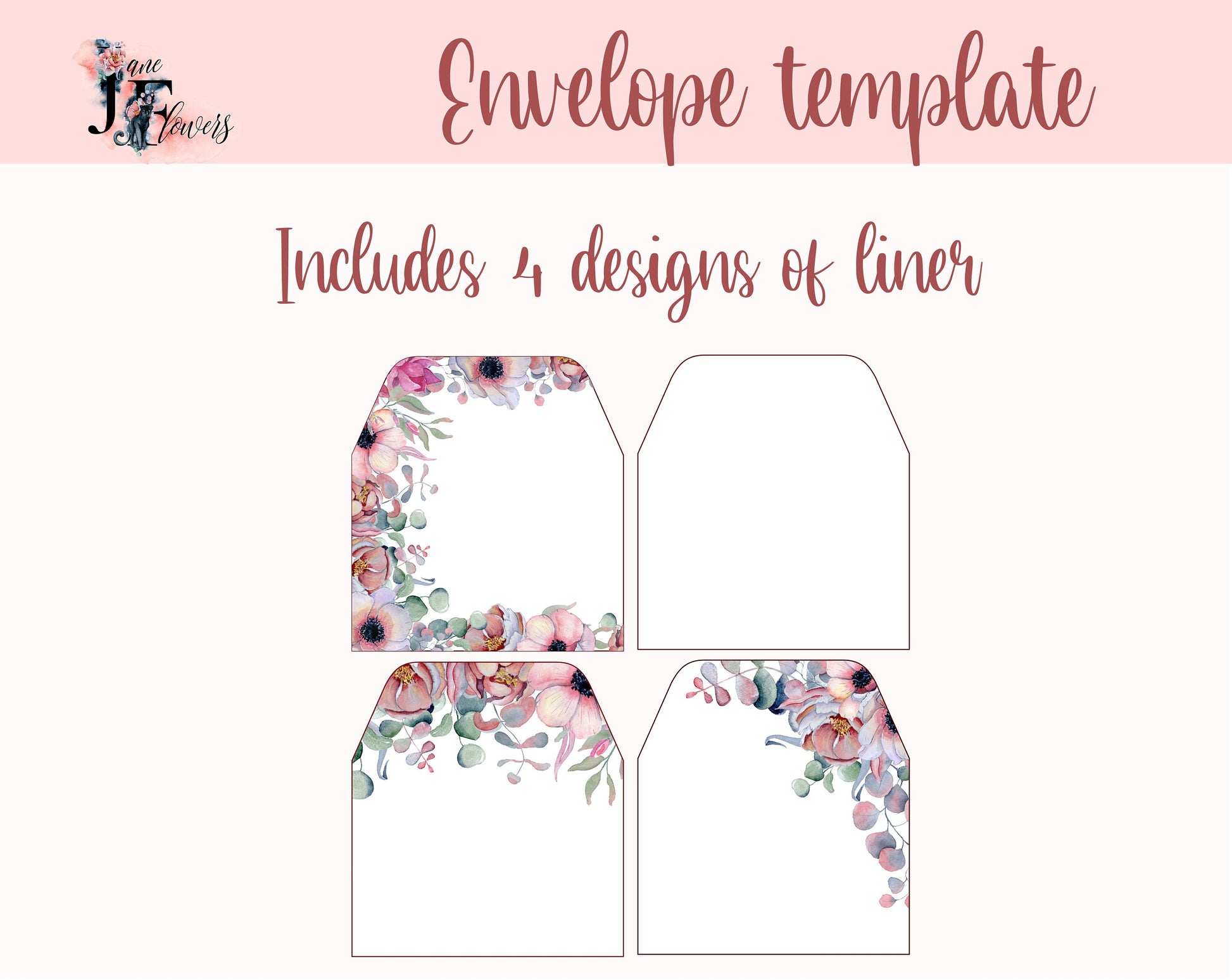 Printable envelope with liner and invitation card, cute wedding envelope liner template svg, A7 invitation card, envelope template cricut