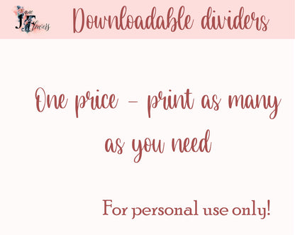 A5 tabbed planner divider pages, 6 binder divider template cut file for Cricut, printable tabs pattern SVG, PDF back to school projects