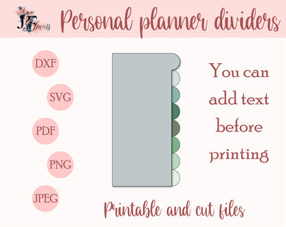 Personal planner tabs, side tab divider pages, personal tabbed dividers, budget planner tabs, dividers for Cricut, side tabs templates SVG