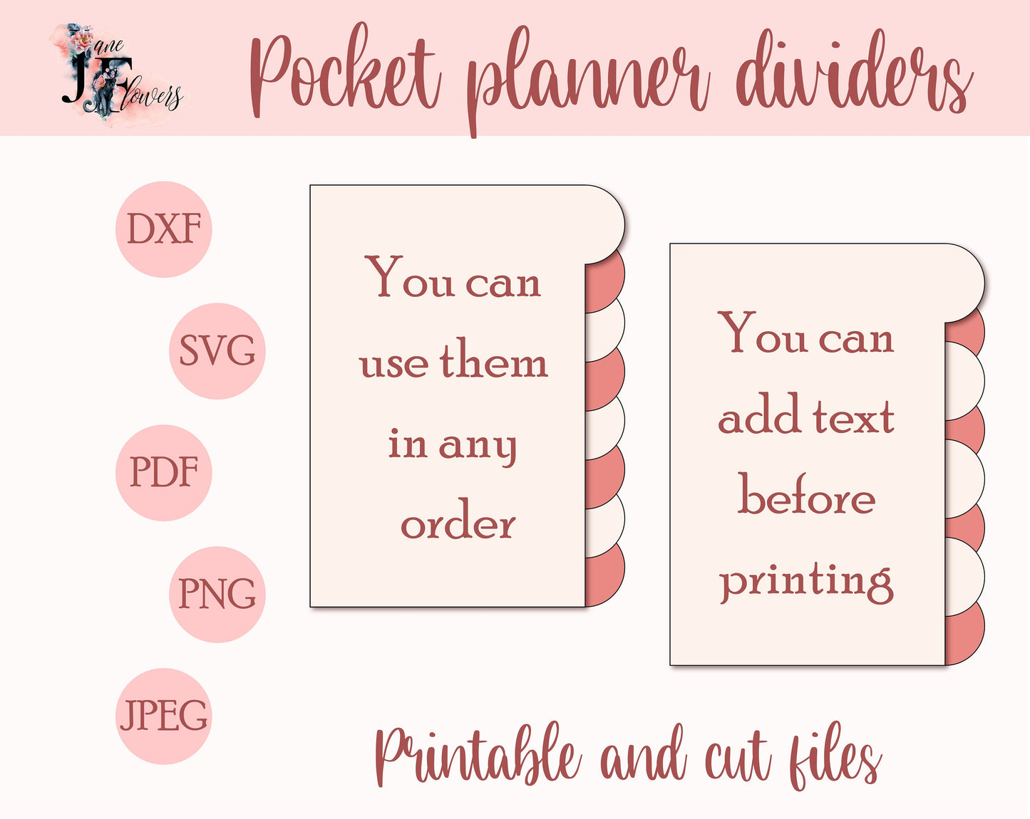 Pocket planner tabs, side tab dividers template, divider pages, pocket tabbed dividers, dividers for Cricut, SVG tabs, budget dividers