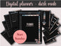 Undated dark mode hyperlinked digital planner start Sunday, vertical goodnotes planner, weekly iPad monthly planner, black page life planner