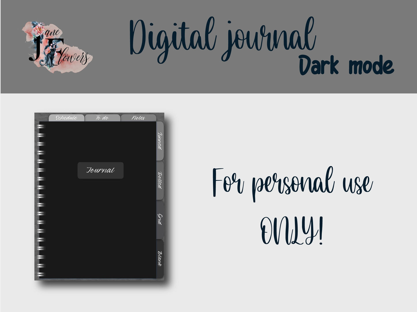 Goodnotes journal dark mode, cute digital notes