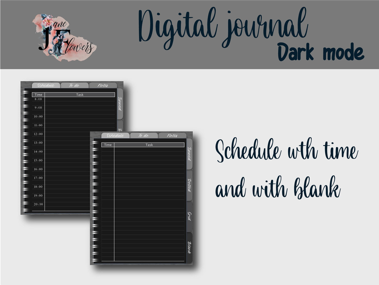 Goodnotes journal dark mode, cute digital notes