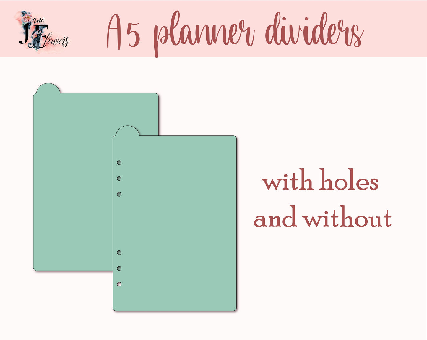 5 top tabs A5 planner divider pages, 6 binder divider template cut file for Cricut, printable tabs pattern SVG, PDF back to school projects