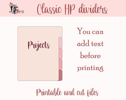 DIY dividers for Classic Happy planner, divider pages for Happy planner classic, discbound dividers for Cricut, tabs templates SVG, PDF