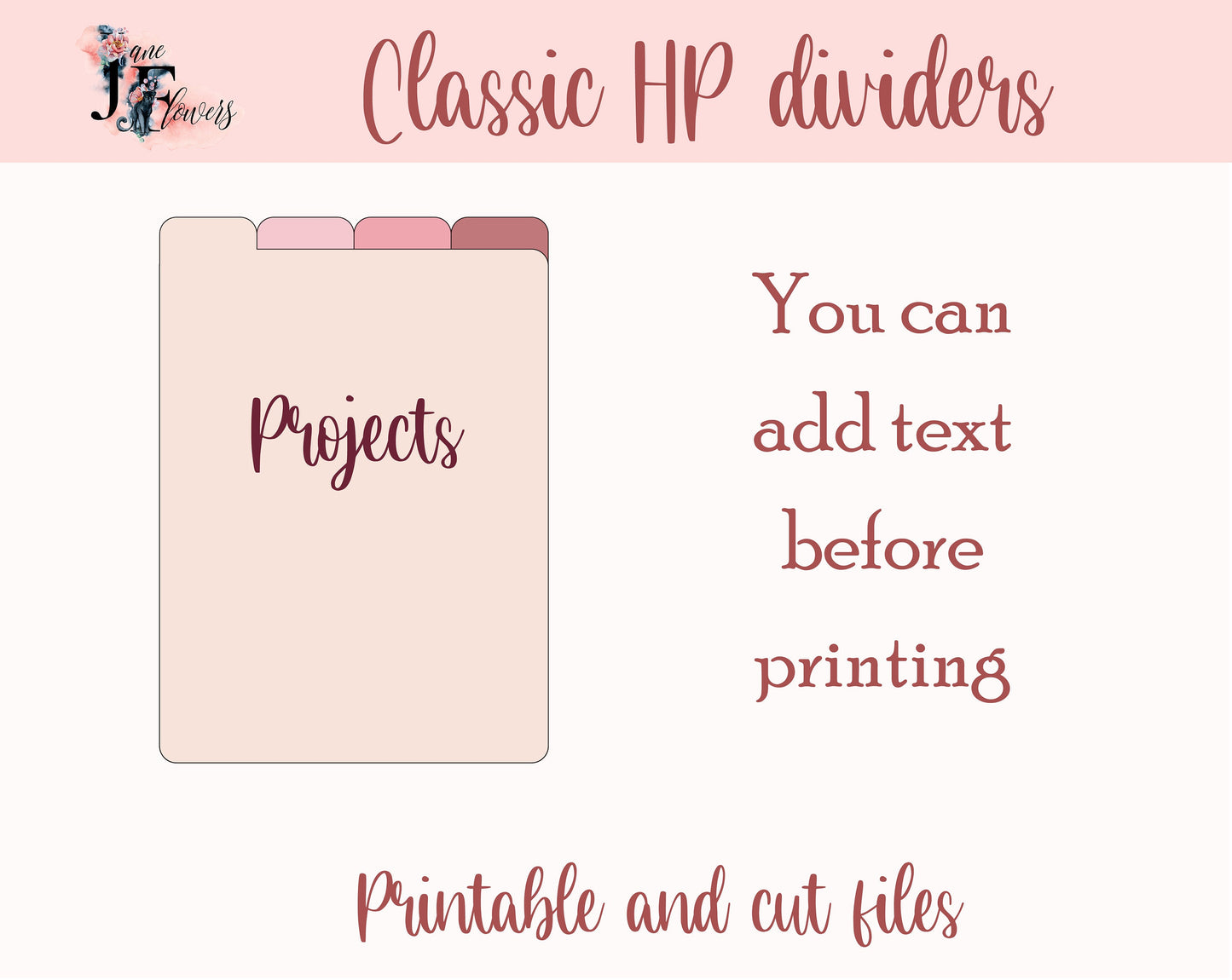 DIY 4 top dividers for Classic Happy planner, divider pages, discbound dividers for Cricut, top tabs templates SVG, PDF, bookmarks