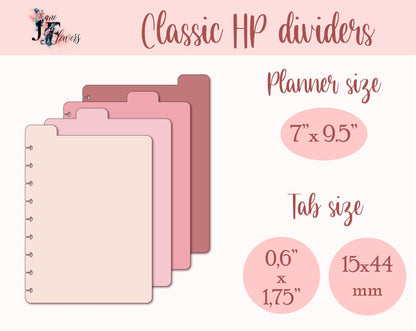 DIY 4 top dividers for Classic Happy planner, divider pages, discbound dividers for Cricut, top tabs templates SVG, PDF, bookmarks