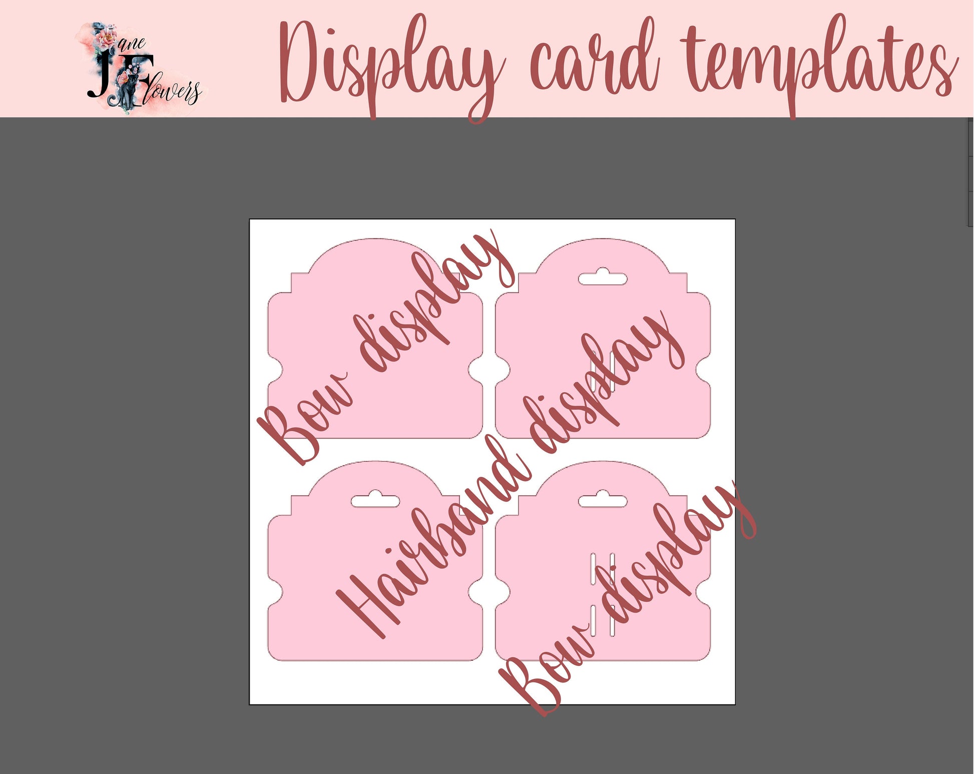 Hair bow display card template svg, head band holder, hair bow packaging dxf, cut files, DIY hair clip holder, product display printable PDF