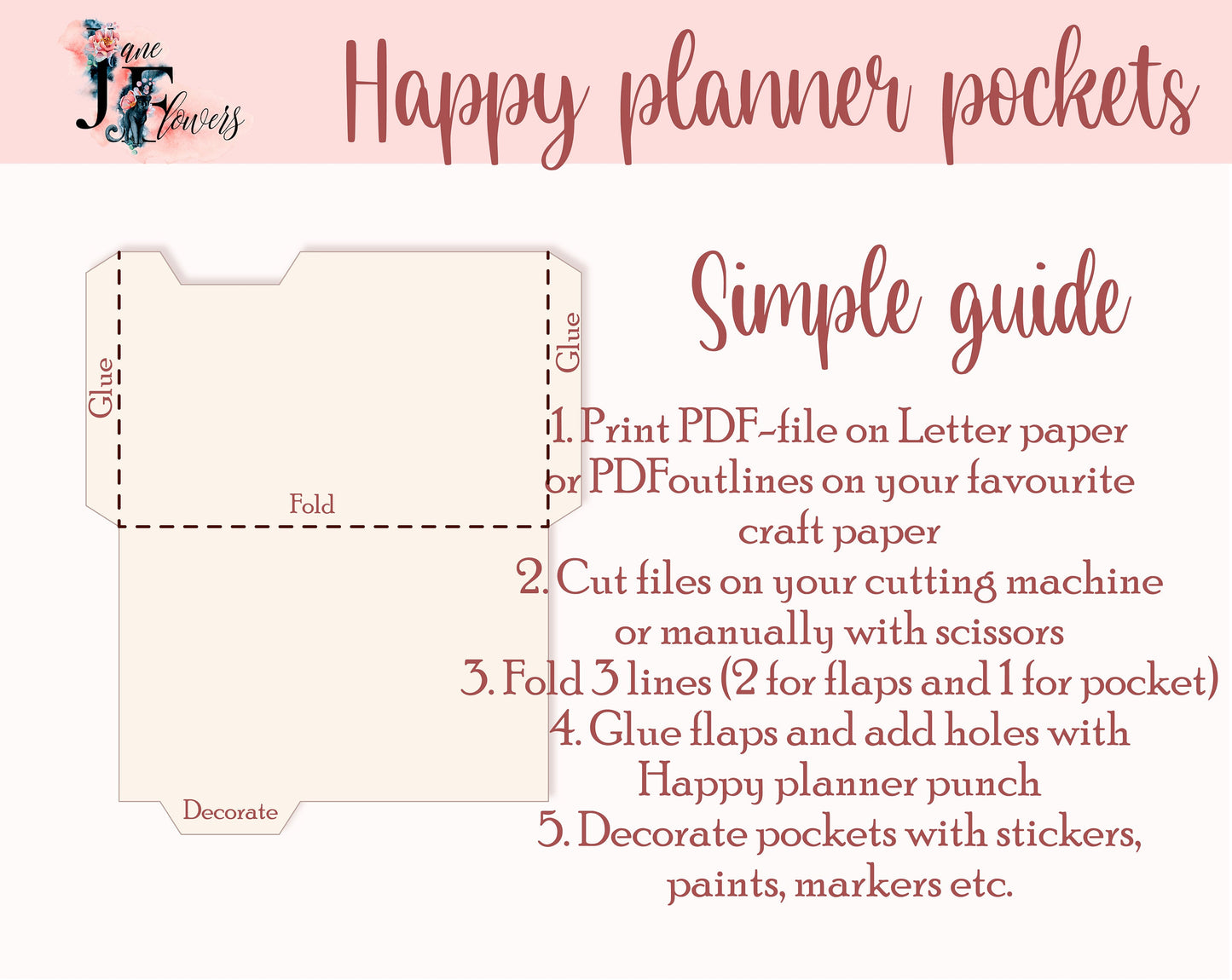 Dividers with pocket for Mini Happy planner, DIY pocket pages for Happy planner mini, discbound dividers for Cricut, tabs templates SVG