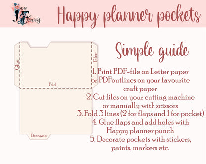 Dividers with pocket for Mini Happy planner, DIY pocket pages for Happy planner mini, discbound dividers for Cricut, tabs templates SVG