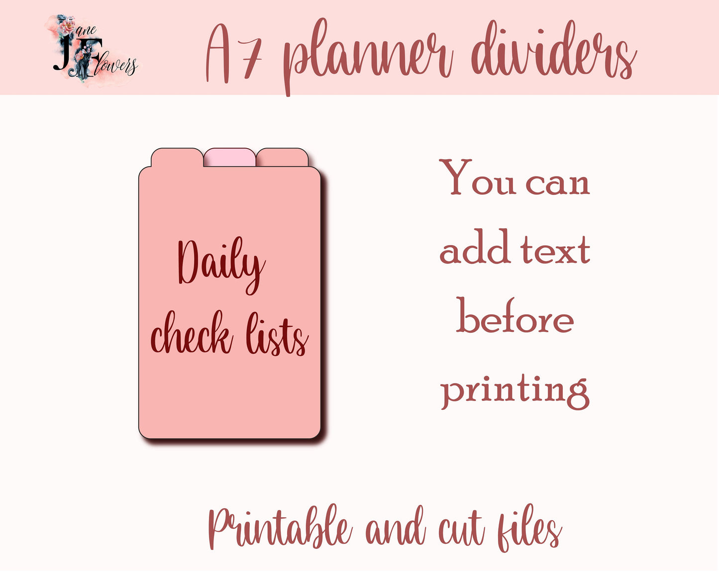 A7 top tab dividers template SVG, 3 divider pages, planner tabs, pocket tabbed dividers, cut files dividers for Cricut, A7 planner supplies