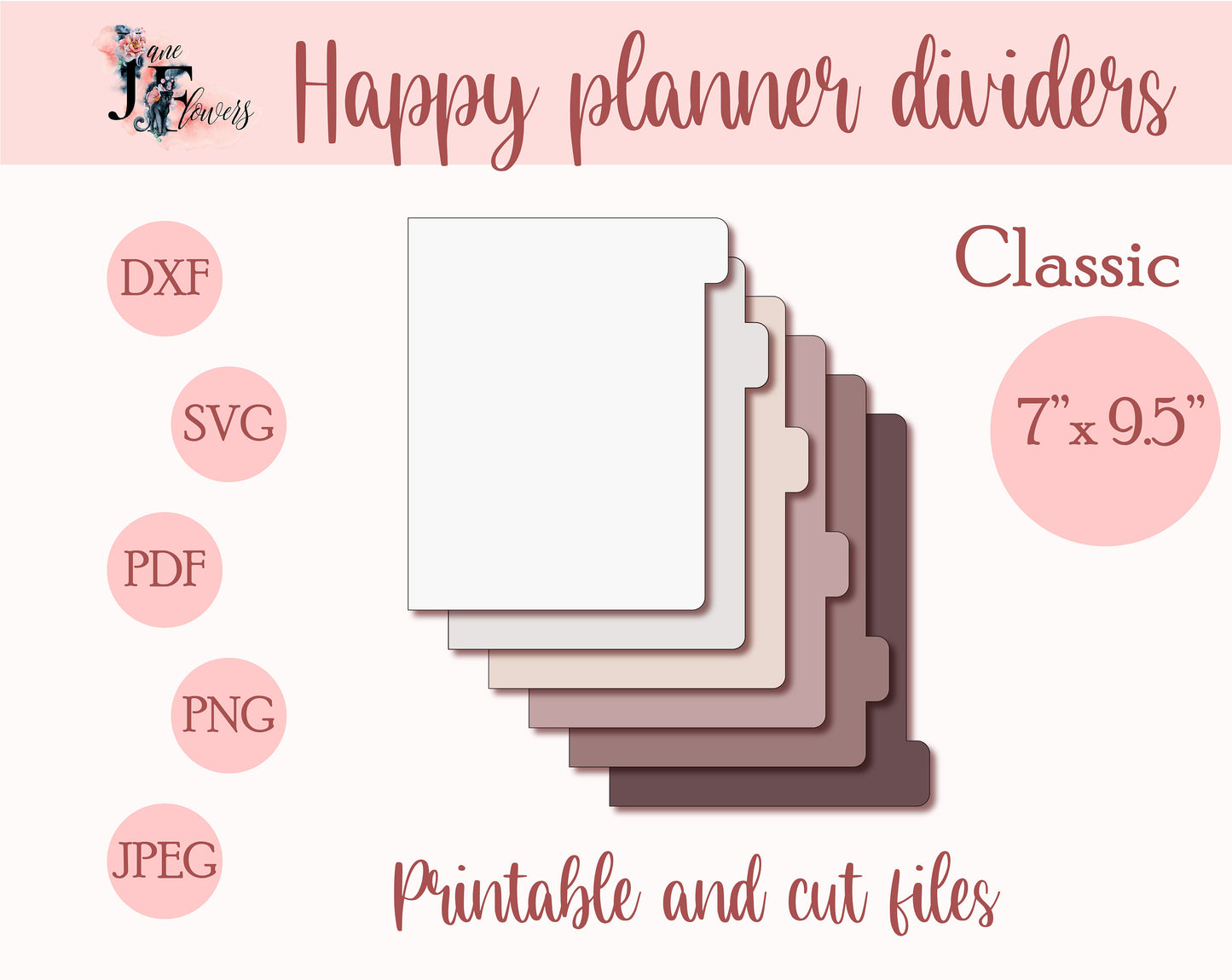 Monthly dividers for Classic Happy planner, 6 side tabs for Happy planner classic, DIY discbound dividers for Cricut, tab templates SVG, PDF