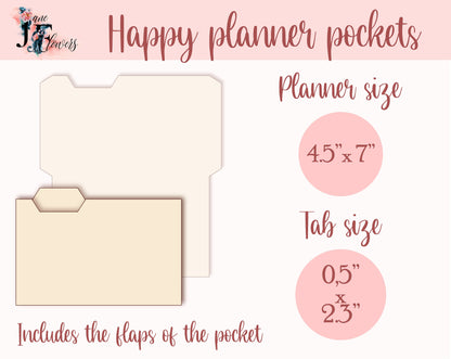 Dividers with pocket for Mini Happy planner, DIY pocket pages for Happy planner mini, discbound dividers for Cricut, tabs templates SVG