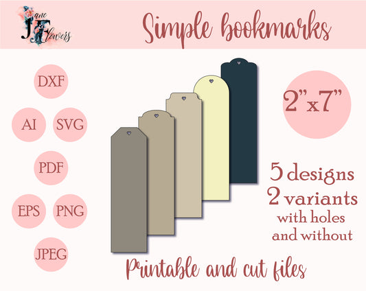 Simple bookmarks SVG, planner page marker template, film book tags, reading accessories, post tab dividers for Cricut, book lover SVG