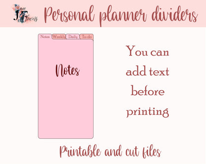 Printable dividers for personal planner size 3.75x6.75, planner inderts, top tab dividers SVG, blank separators, seasonal divider templates