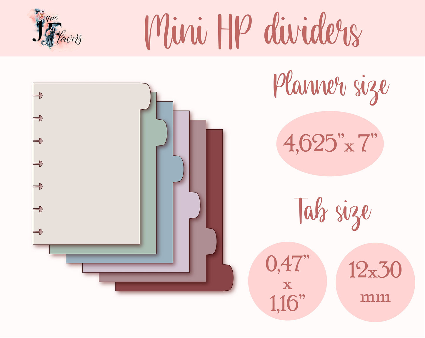 Mini Happy planner dividers templates SVG, 6 divider pages for Happy planner mini, discbound planner inserts for Cricut, printable dividers