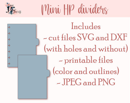 Mini Happy planner dividers templates SVG, 6 divider pages for Happy planner mini, discbound planner inserts for Cricut, printable dividers