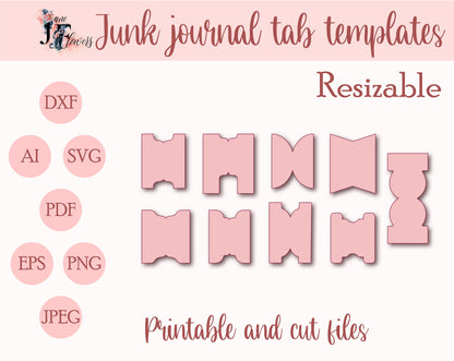 9 double journal tabs cut file, folder tabs, page tabs templates, binder dividers, digital cut file SVG DXF for Cricut, bible tabs pattern