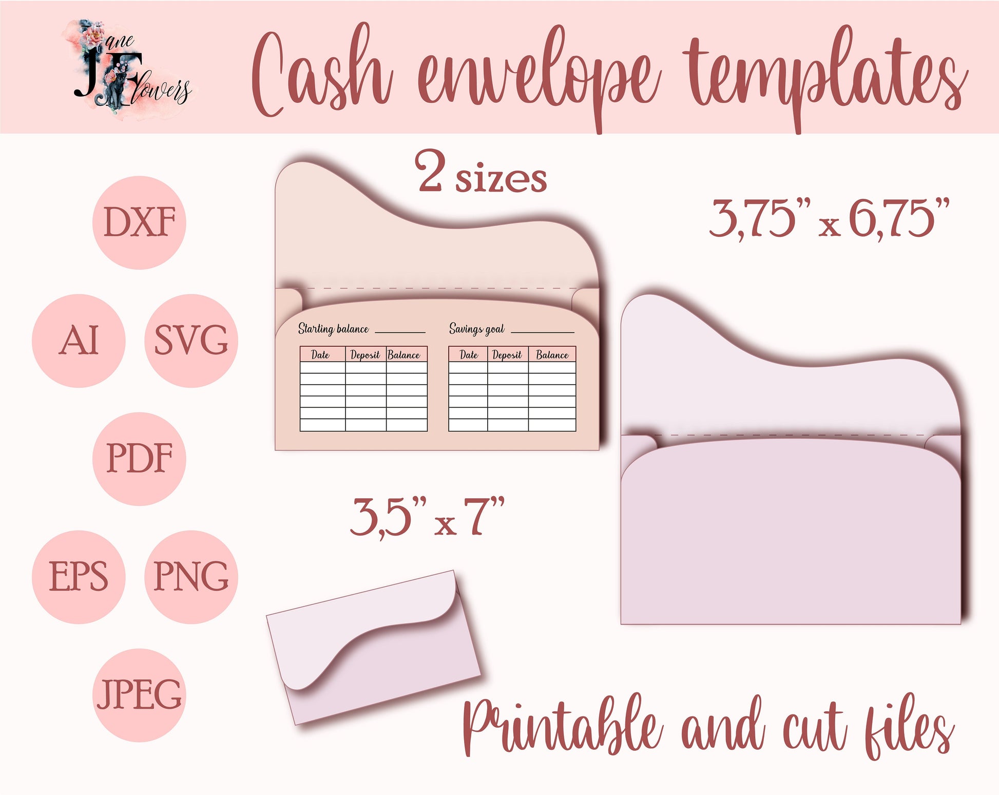 Cute cash envelope template svg, budget envelopes pattern SVG, Cricut money envelope, A6 printable cash budgeting, savings envelopes pdf