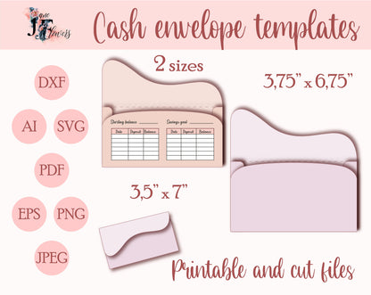 Cute cash envelope template svg, budget envelopes pattern SVG, Cricut money envelope, A6 printable cash budgeting, savings envelopes pdf