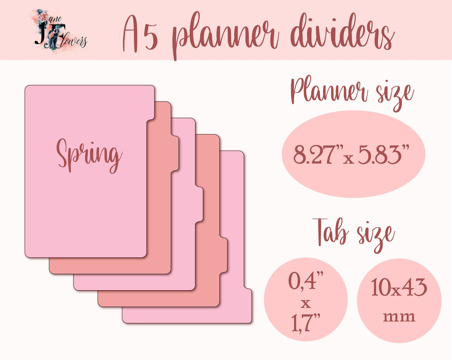 A5 planner dividers SVG, 5 planner tabs, A5 planner dividers for Cricut, Page tabs templates, Planner dividers SVG, PDF Printable dividers