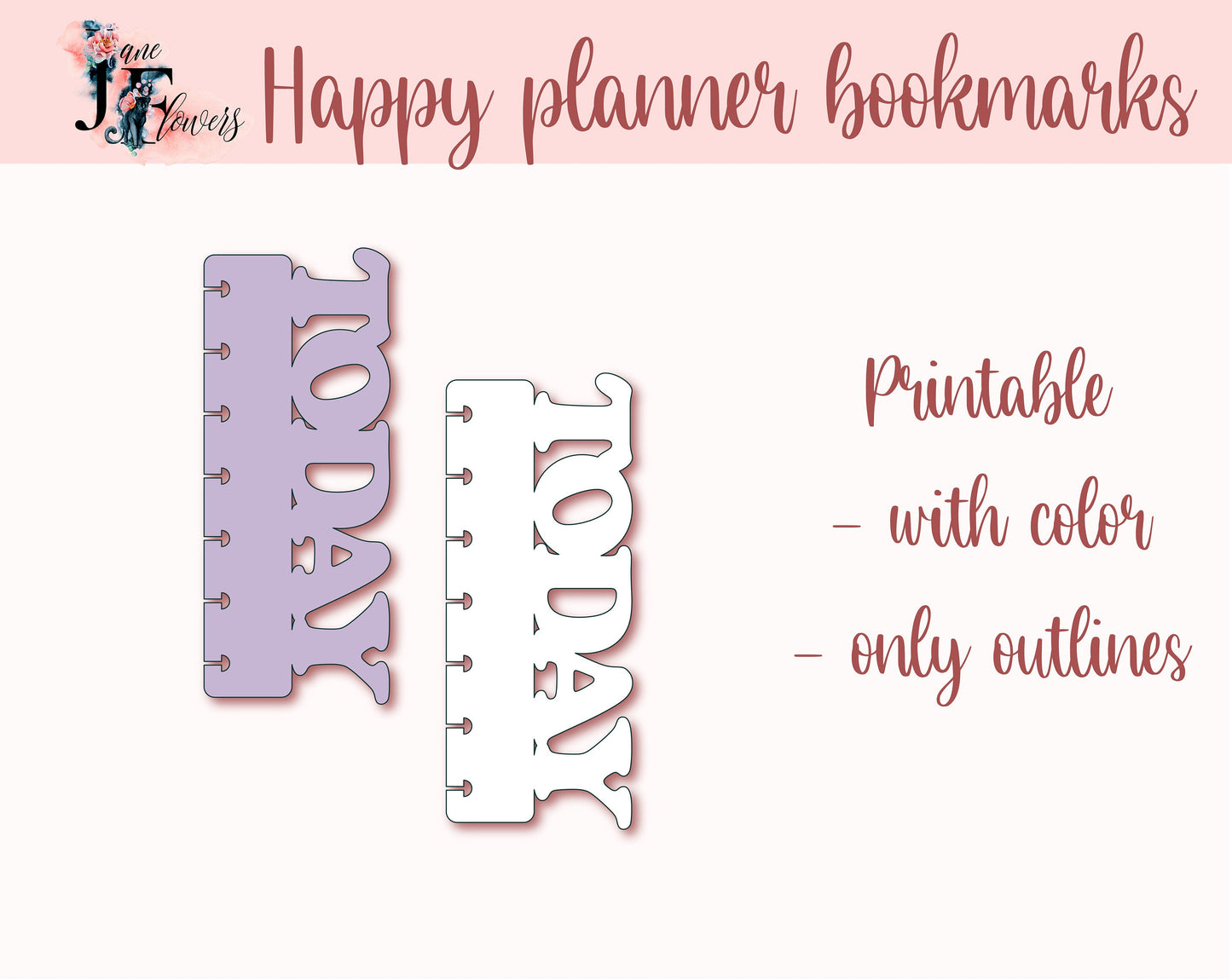 Classic Happy planner bookmark SVG template, disc bound page marker for Happy planner mini, Cricut tabs pattern, today page printable